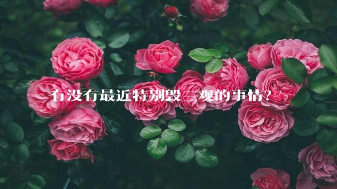 有没有最近特别毁三观的事情？