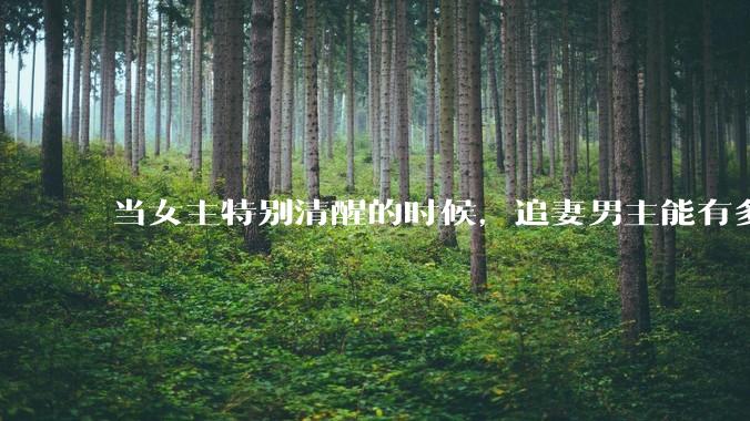 当女主特别清醒的时候，追妻男主能有多火葬场？