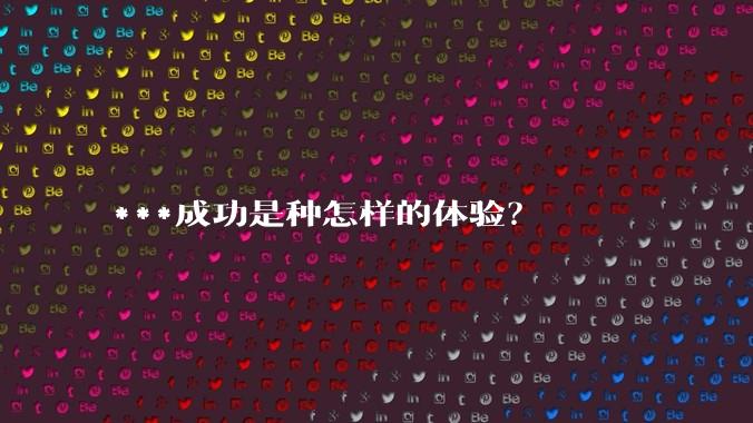 ***成功是种怎样的体验？